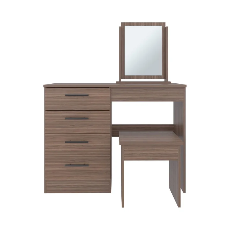 Mueble Tocador Wesley, Avellana y Wengue, con Cuatro Cajones para Ubicar Maquillaje