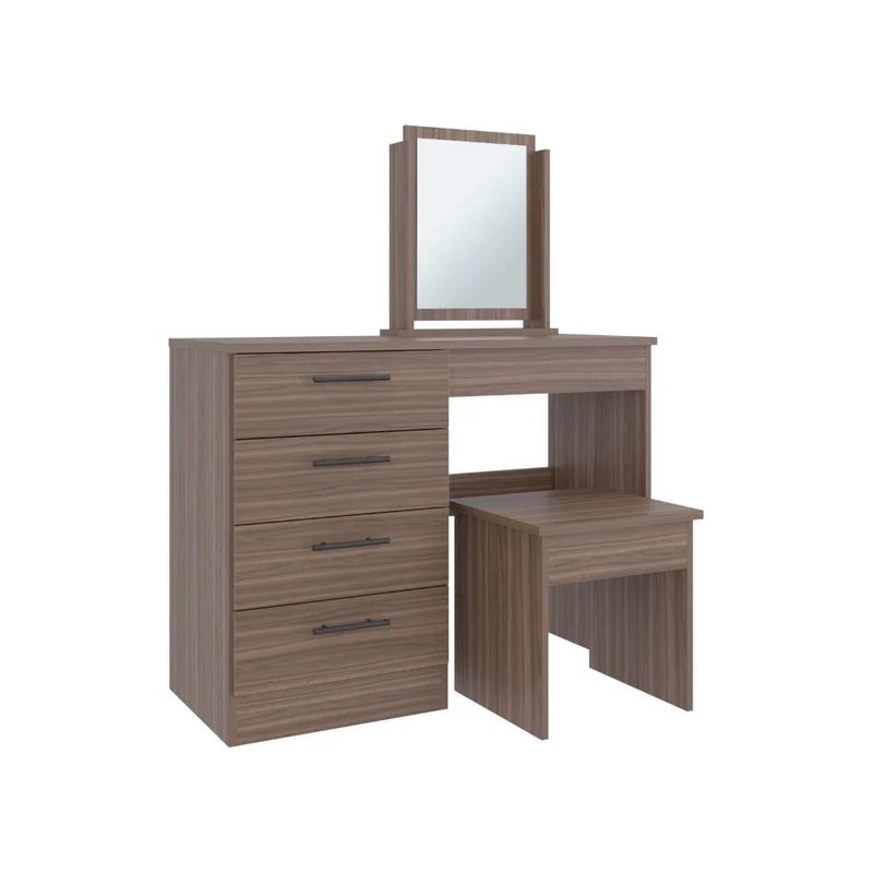 Mueble Tocador Wesley, Avellana y Wengue, con Cuatro Cajones para Ubicar Maquillaje