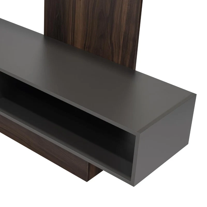 Mesa para TV Vegas, Caoba y Plata Oscuro, con Espacio para Televisor de hasta 55 Pulgadas