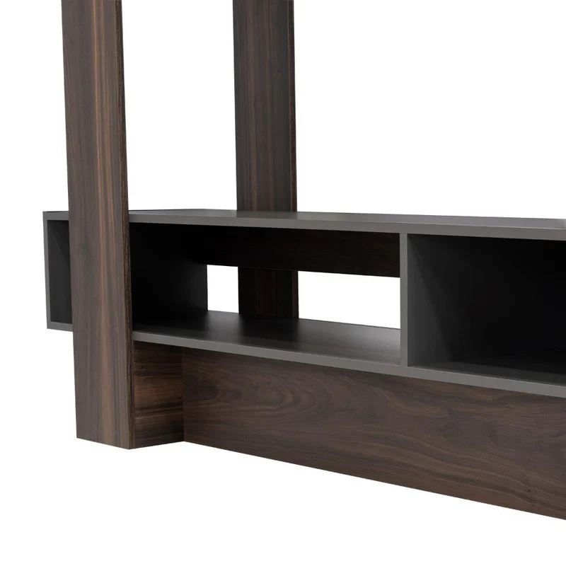 Mesa para TV Vegas, Caoba y Plata Oscuro, con Espacio para Televisor de hasta 55 Pulgadas