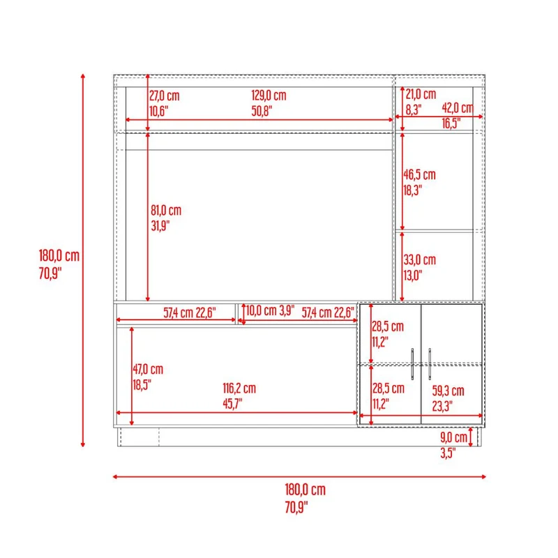 Mesa para TV Romeo, Cartagena, con Espacio para Televisor de hasta 55 Pulgadas
