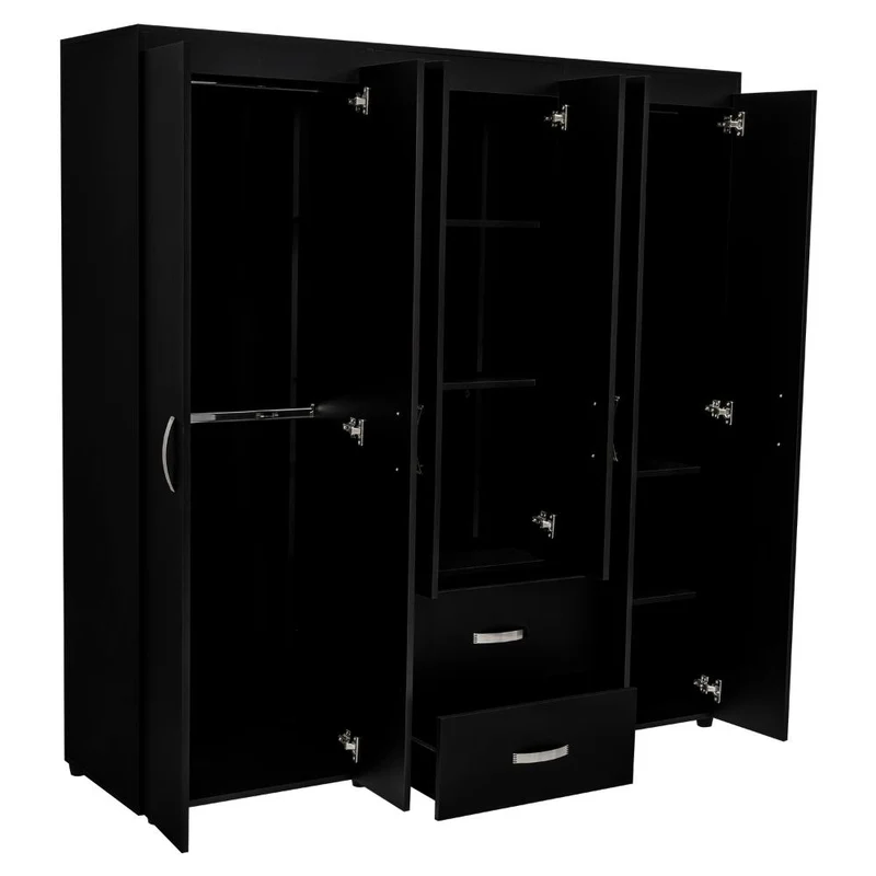 Clóset Bariloche Bombay, Wengue, Variedad de Entrepaños y Seis Puertas Abatibles