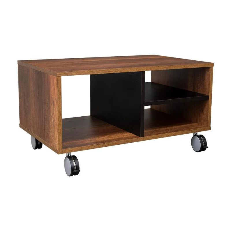 Mesa de Centro Clasic, Cobre y Wengue, con Rodachinas en Nylon para su Fácil Desplazamiento