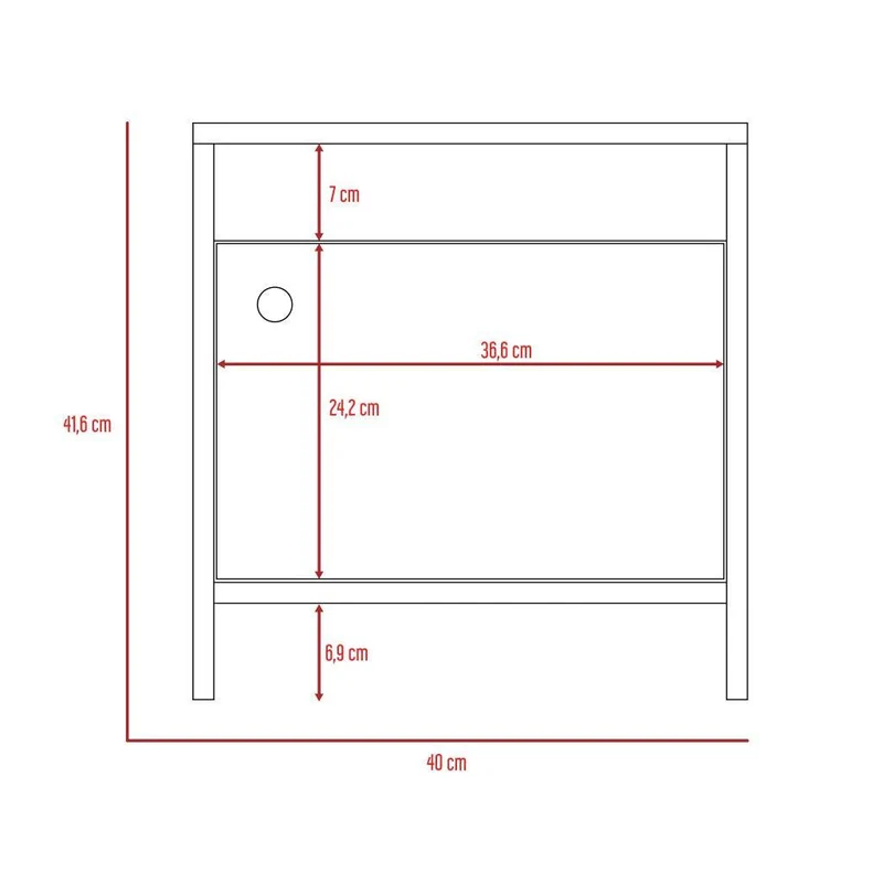 Mesa de Noche Tutto, Macadamia y Blanco, con Cajón para Guardar Objetos Ideal para Espacios Reducidos