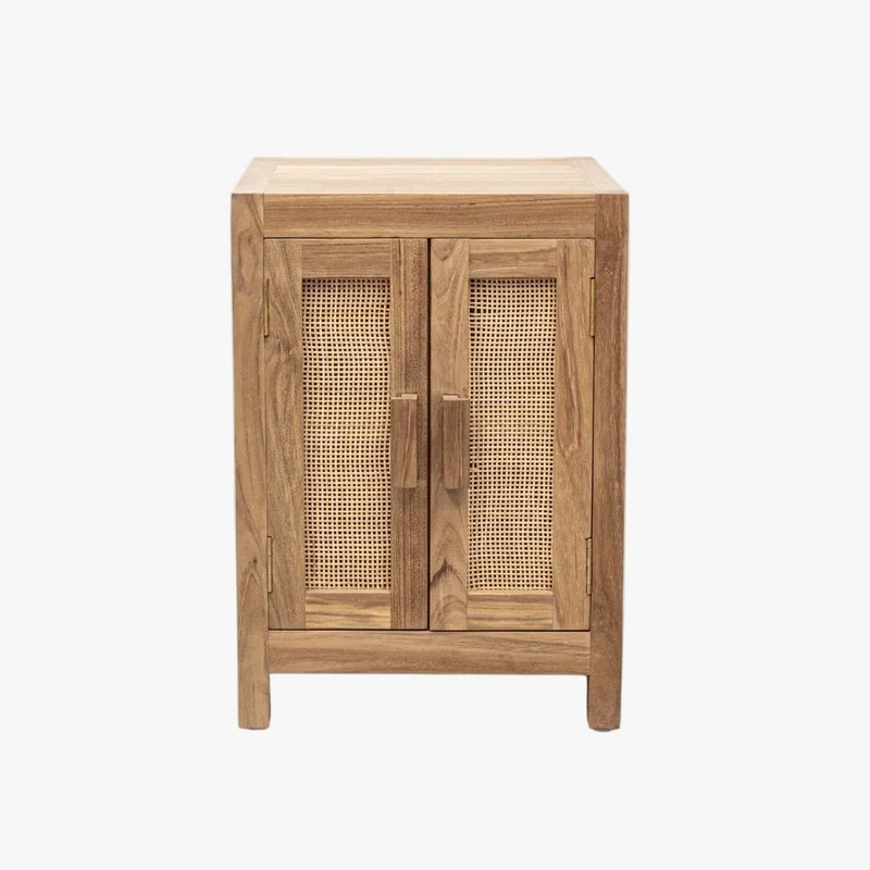 Teak & Rattan Nightstand