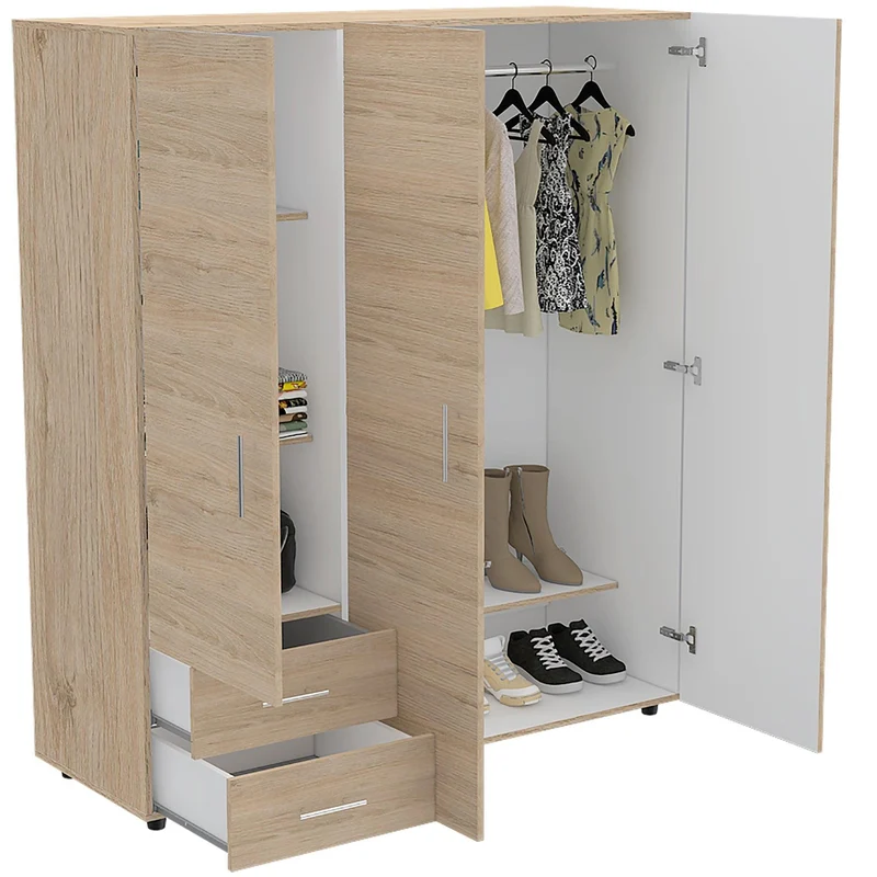 Clóset Light, Beige y Blanco, con Dos Cajones Organizadores y Dos Entrepaños para Zapatos