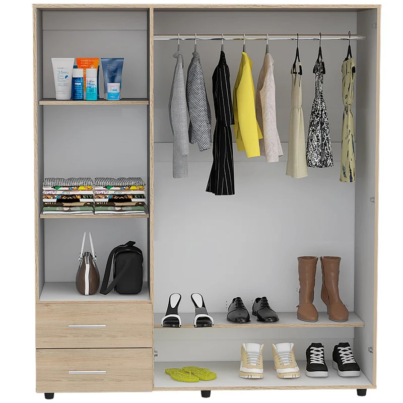 Clóset Light, Beige y Blanco, con Dos Cajones Organizadores y Dos Entrepaños para Zapatos