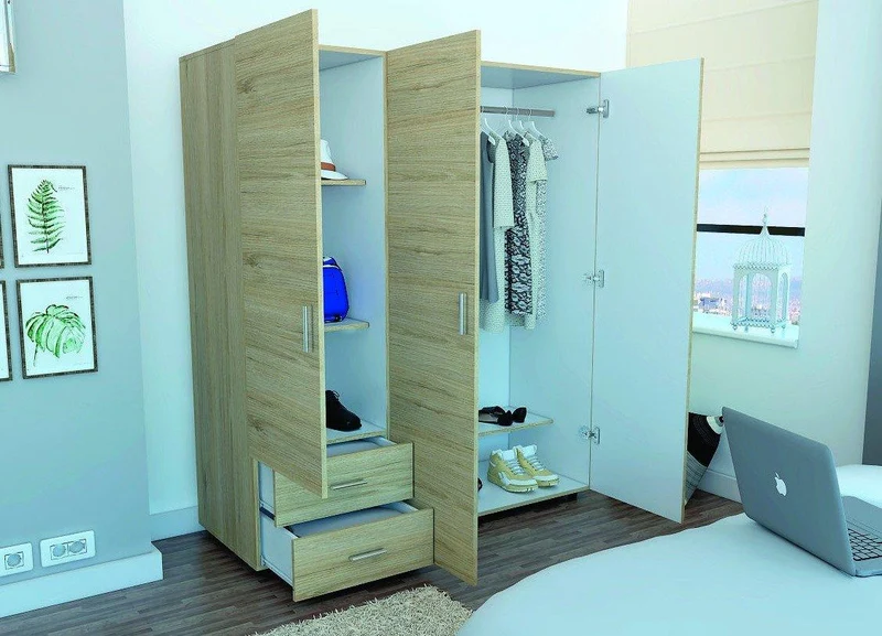 Clóset Light, Beige y Blanco, con Dos Cajones Organizadores y Dos Entrepaños para Zapatos