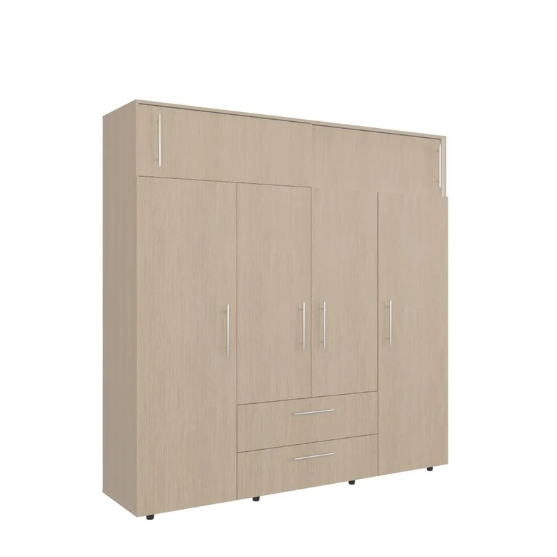Clóset Babel, Cartagena y Blanco, con Cuatro Puertas Abatibles y Cuatro Cajones Multiusos