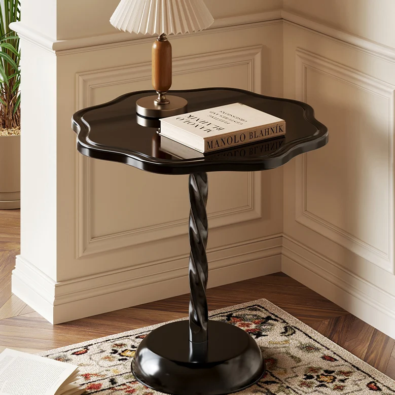 Modern Art Deco Petal Spiral Round PP End Table 1-Tier For Living Room