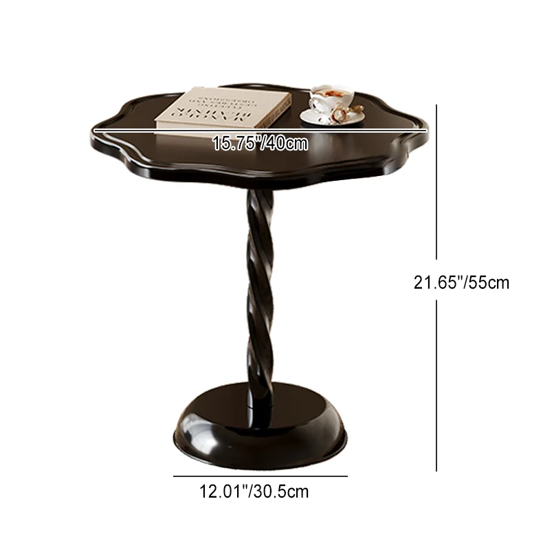 Modern Art Deco Petal Spiral Round PP End Table 1-Tier For Living Room