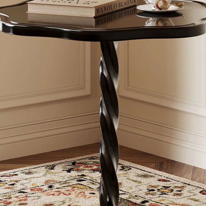 Modern Art Deco Petal Spiral Round PP End Table 1-Tier For Living Room