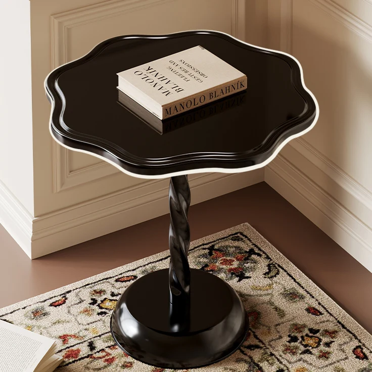 Modern Art Deco Petal Spiral Round PP End Table 1-Tier For Living Room