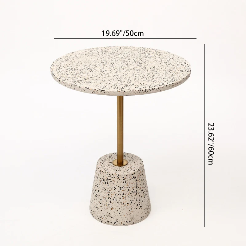 Contemporary Scandinavian Round Tapered Graphite Iron End Table 1-Tier For Living Room