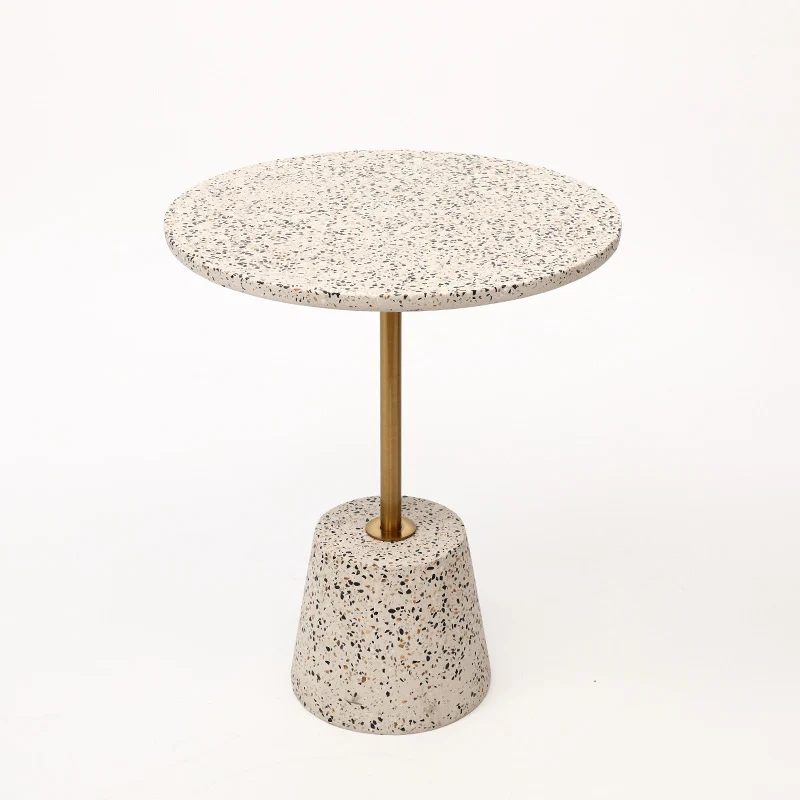 Contemporary Scandinavian Round Tapered Graphite Iron End Table 1-Tier For Living Room