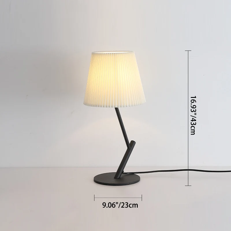 Contemporary Nordic Pleated Fabric Shade Hardware Tube 1-Light Table Lamp For Bedroom