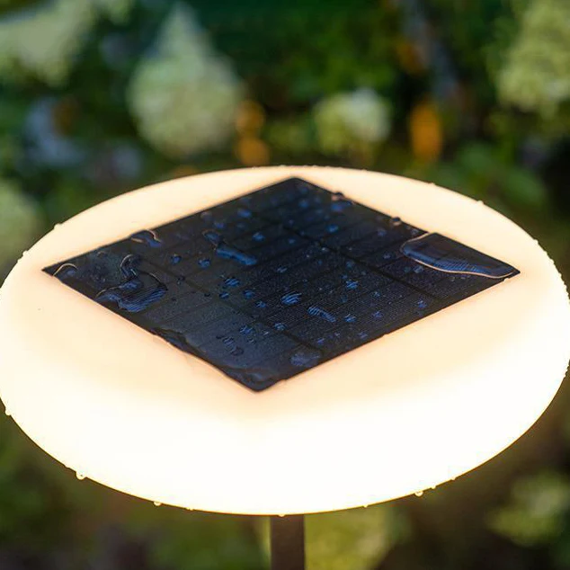Modern Simplicity Solar Rechargeable Waterproof Round Aluminum PE LED Standing Floor Lamp Outdoor Light For Garden