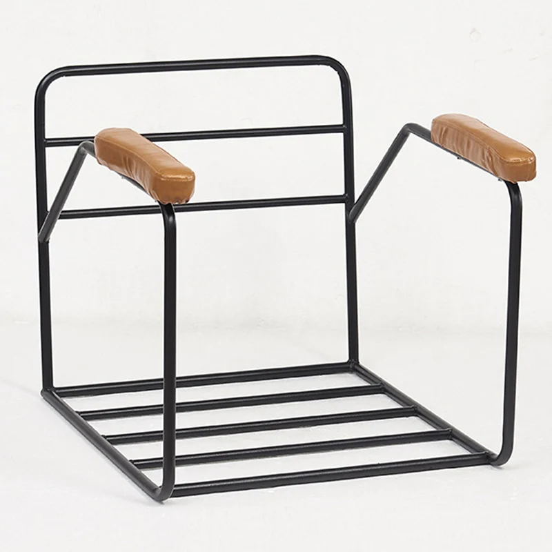 Contemporary Retro Artificial Leather Carbon Steel EPP Square Accent Chair Backrest Armrest 2-Pocket For Living Room