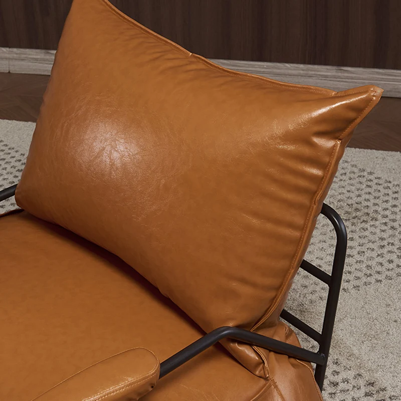 Contemporary Retro Artificial Leather Carbon Steel EPP Square Accent Chair Backrest Armrest 2-Pocket For Living Room