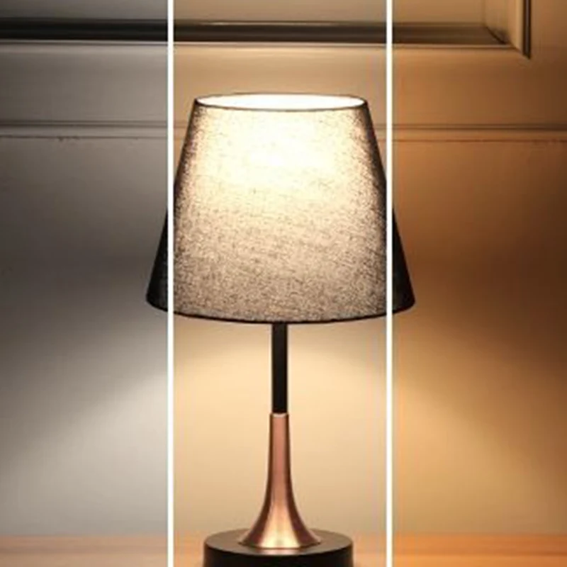 Contemporary Scandinavian Tapered Round Fabric Iron 1-Light Table Lamp For Living Room