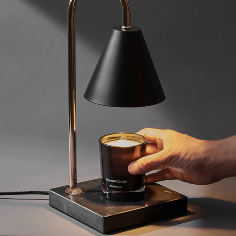Modern Minimalist Drum Marble Iron 1-Light Melting Wax Table Lamp For Living Room
