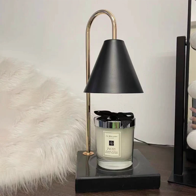 Modern Minimalist Drum Marble Iron 1-Light Melting Wax Table Lamp For Living Room