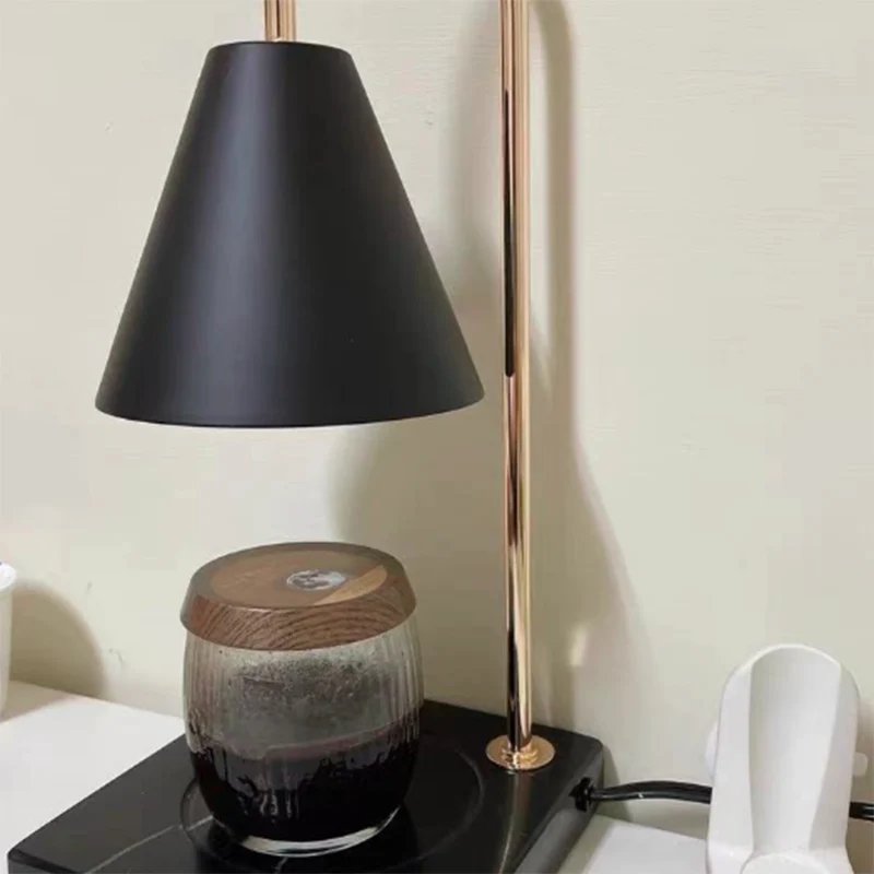 Modern Minimalist Drum Marble Iron 1-Light Melting Wax Table Lamp For Living Room