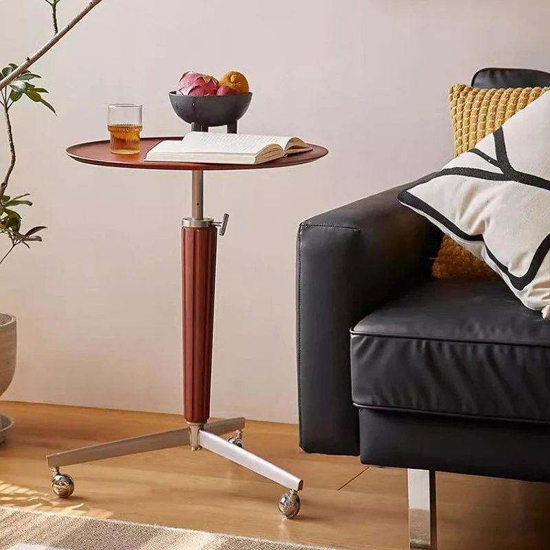 Traditional Vintage Round Walnut Ash Stainless Steel End Table 1-Tier For Living Room