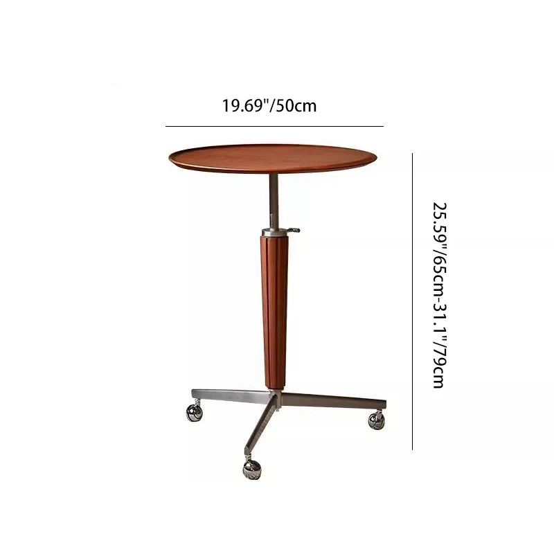 Traditional Vintage Round Walnut Ash Stainless Steel End Table 1-Tier For Living Room