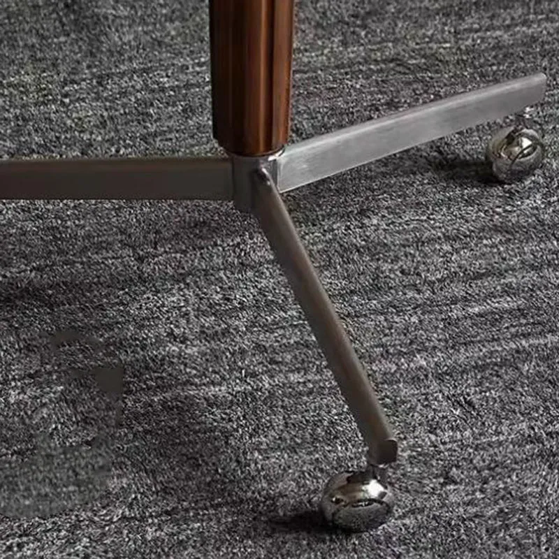 Traditional Vintage Round Walnut Ash Stainless Steel End Table 1-Tier For Living Room