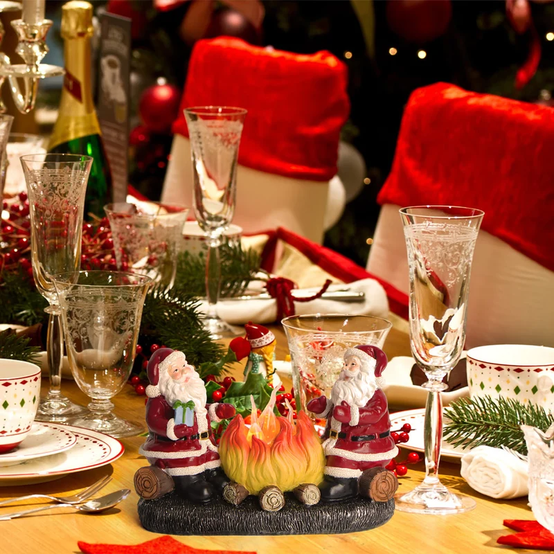 Modern Art Deco Battery Resin Plastic Flame Candle Santa Christmas Decoration LED Small Night Light For Bedroom
