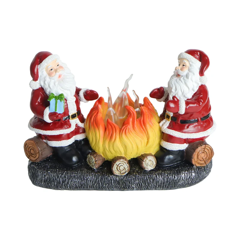 Modern Art Deco Battery Resin Plastic Flame Candle Santa Christmas Decoration LED Small Night Light For Bedroom