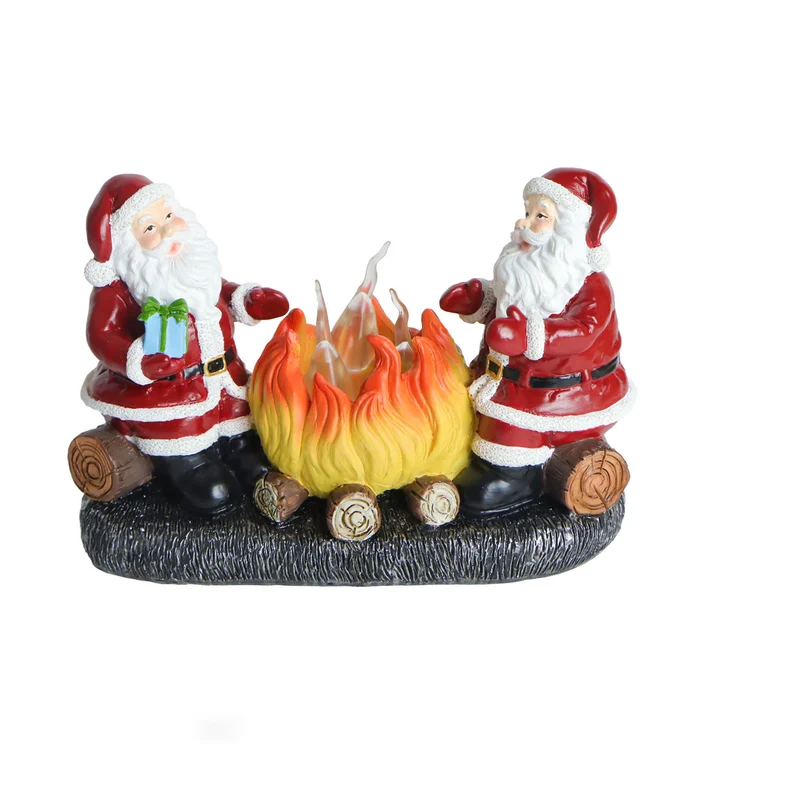 Modern Art Deco Battery Resin Plastic Flame Candle Santa Christmas Decoration LED Small Night Light For Bedroom