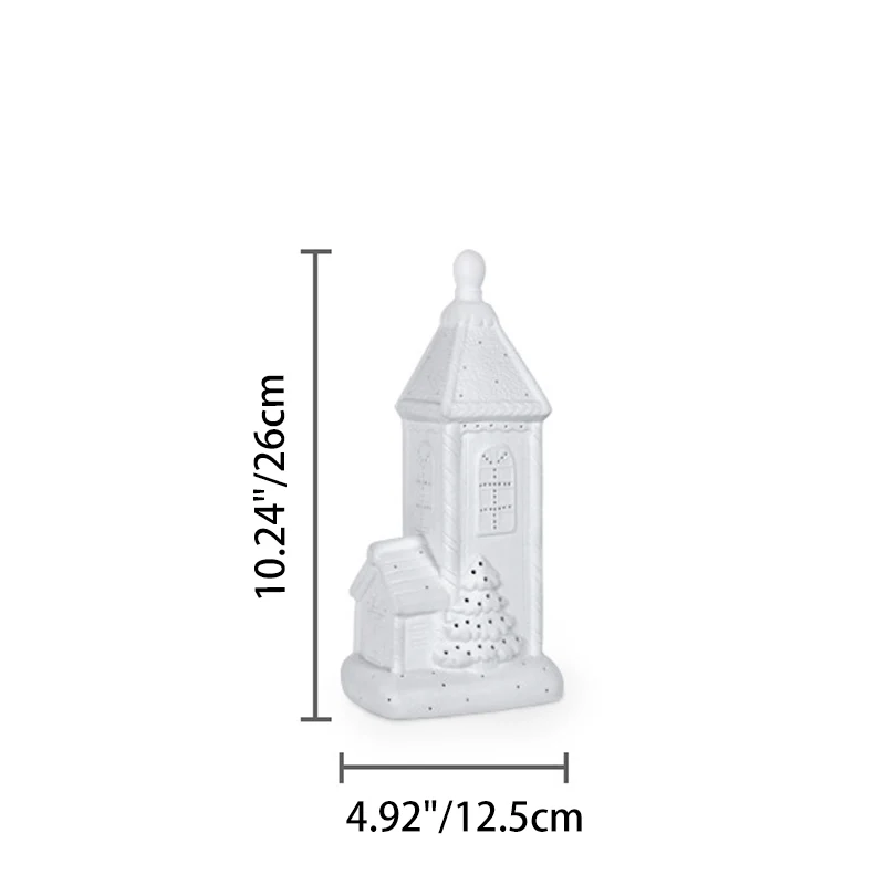 Contemporary Nordic Battery Ceramic Pointed House Christmas Tree LED Table Lamp Night Light For Bedroom