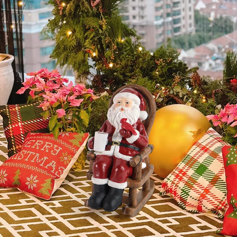 Modern Art Deco Solar Resin Candle Santa Christmas Decoration LED Small Night Light For Bedroom