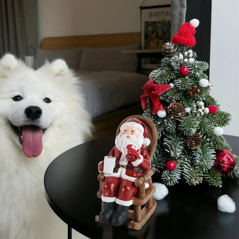 Modern Art Deco Solar Resin Candle Santa Christmas Decoration LED Small Night Light For Bedroom
