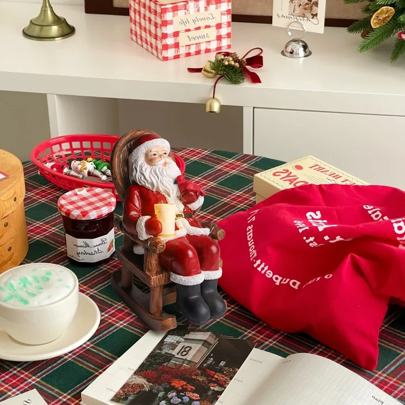 Modern Art Deco Solar Resin Candle Santa Christmas Decoration LED Small Night Light For Bedroom