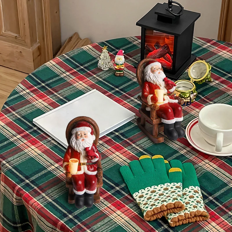 Modern Art Deco Solar Resin Candle Santa Christmas Decoration LED Small Night Light For Bedroom