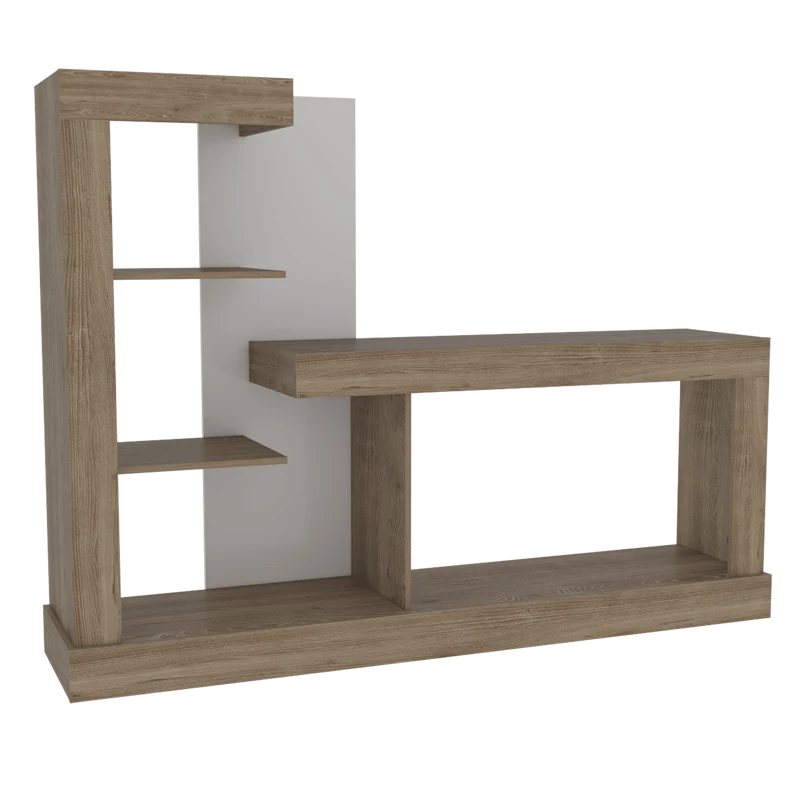 Mesa para TV Samir, Fresno Europeo y Blanco, con Espacio para Televisor de hasta 55 Pulgadas