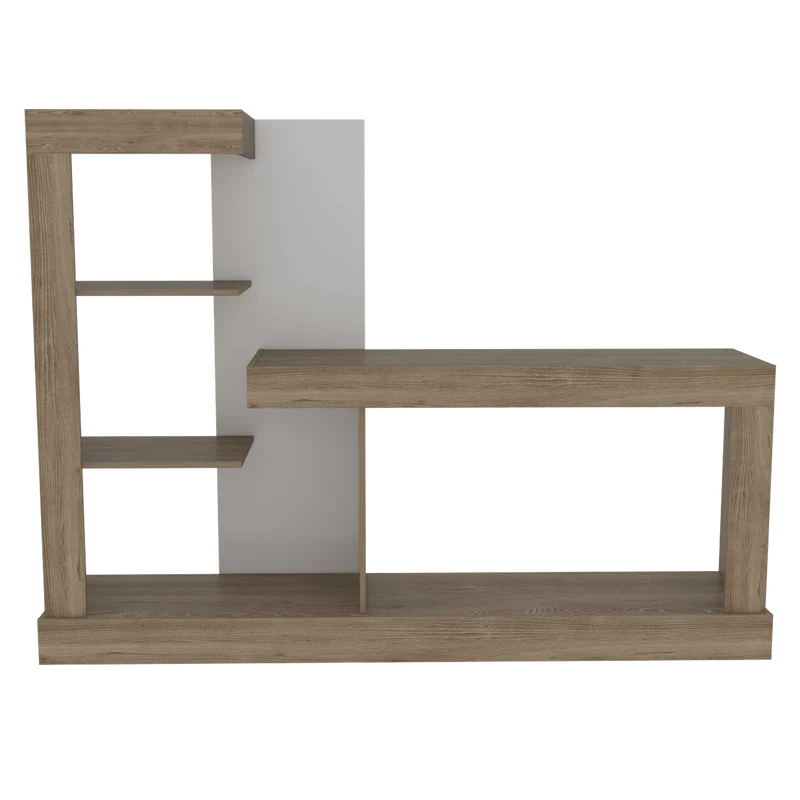 Mesa para TV Samir, Fresno Europeo y Blanco, con Espacio para Televisor de hasta 55 Pulgadas