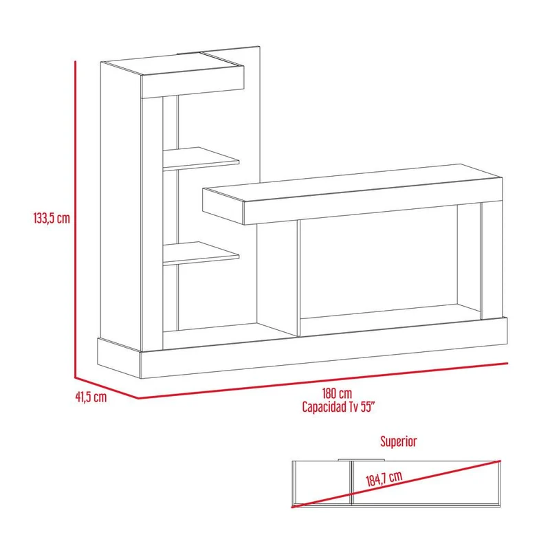 Mesa para TV Samir, Fresno Europeo y Blanco, con Espacio para Televisor de hasta 55 Pulgadas