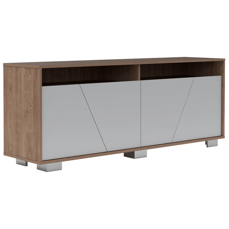 Mesa para TV Orus, Miel y Blanco, con Espacio para Televisor de 70 Pulgadas