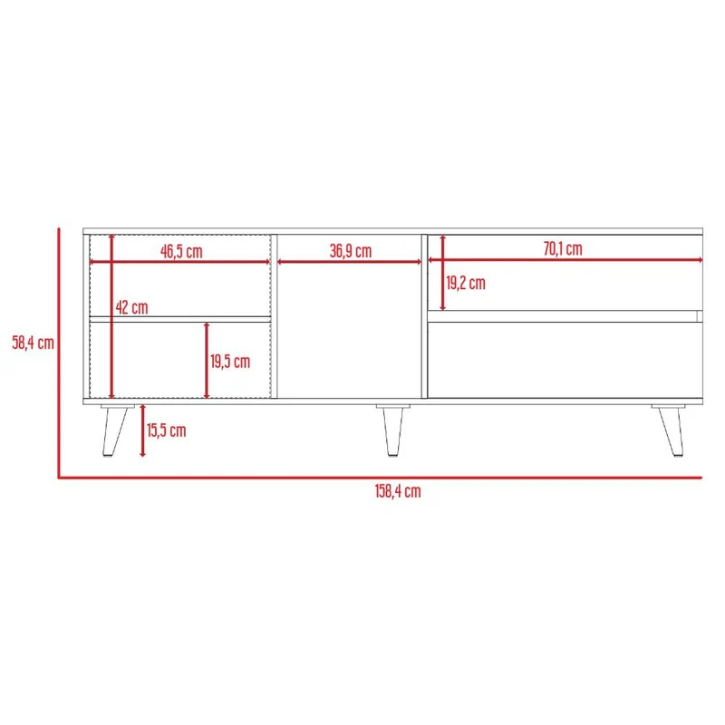 Mesa para TV Nashira, Fresno Europeo y Plata Oscuro, con Espacio para Televisor de hasta 60 Pulgadas