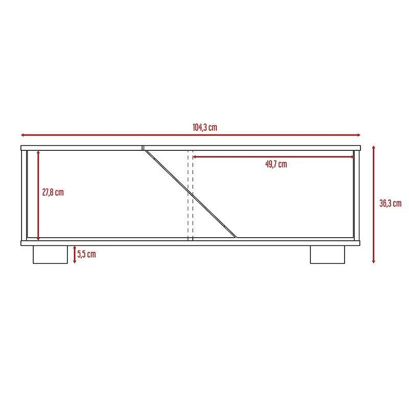 Mesa de Centro Orus, Miel y Blanco, con Cuatro Puertas y Patas en Acero
