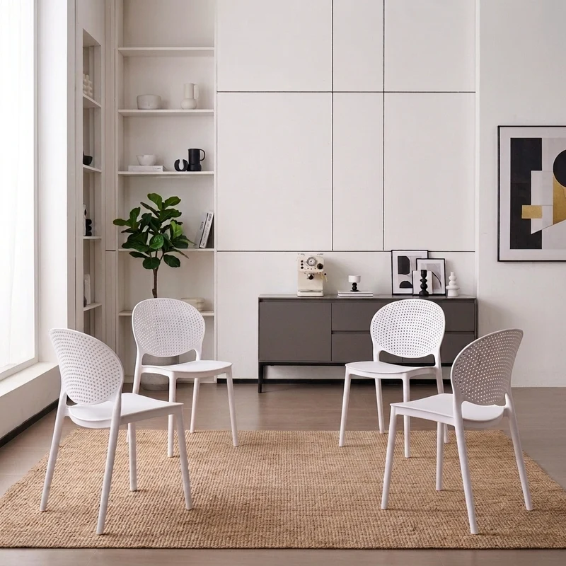 Silla Florida, Color Blanco, con Espaldar y Diseño Moderno X4