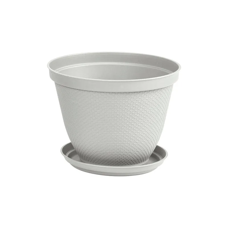 Matera Redonda Rafia 25 cm con Plato Gris Hielo