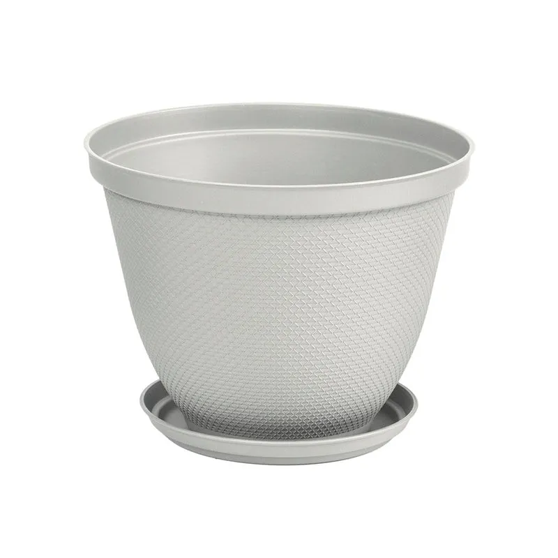 Matera Redonda Rafia 30 cm con Plato Gris Hielo