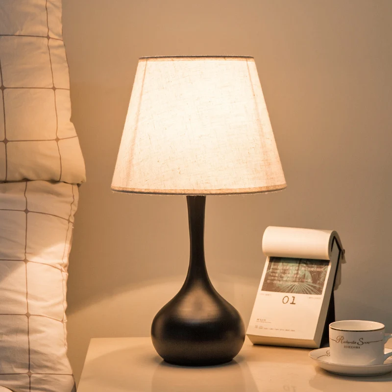 Contemporary Scandinavian Water Drops Scalloped Round Fabric Iron 1-Light Table Lamp For Living Room