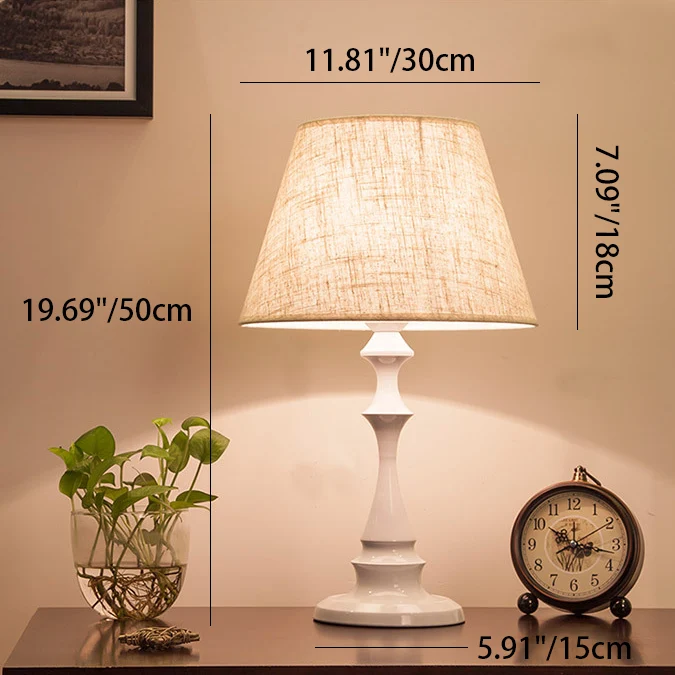 Contemporary Scandinavian Water Drops Scalloped Round Fabric Iron 1-Light Table Lamp For Living Room