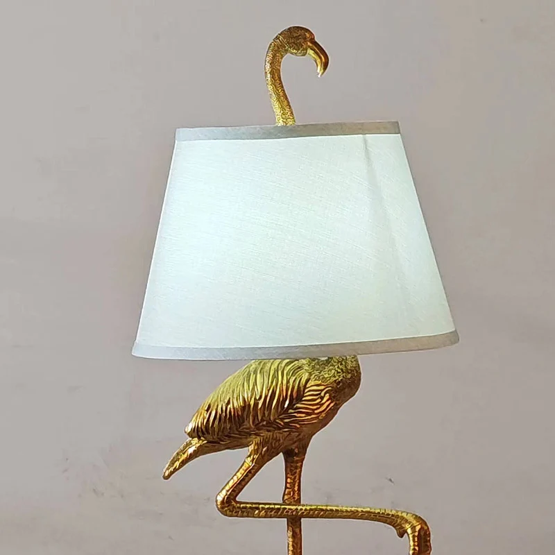 Contemporary Scandinavian Bird Resin Fabric 1-Light Table Lamp For Living Room